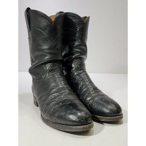 JUSTIN BLACK SMOOTH OSTRICH  LEATHER 10" ROPER